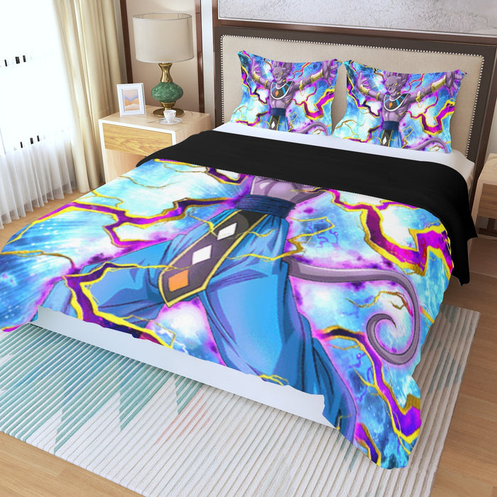 Dragon Ball Super Beerus Destruction God Egyptian Cat Vibrant Design Three Piece Duvet Cover Set