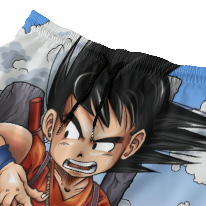 Dragon Ball Anime Angry Kid Goku Sky Clouds Blue 3D Beach Pants