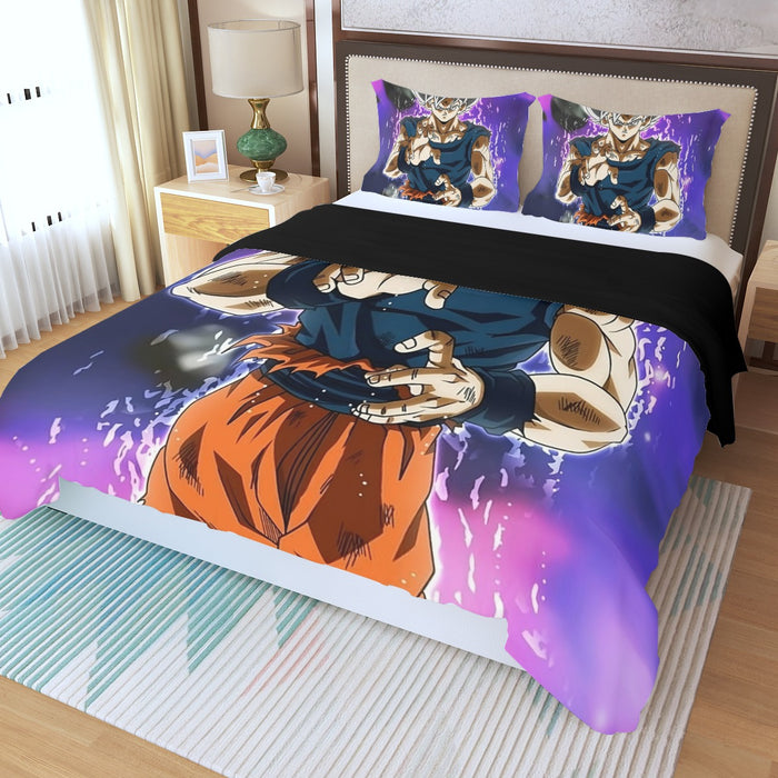 Dragon Ball Z Goku Ultra Instinct Form White Hair Three Piece Duvet Cover Set