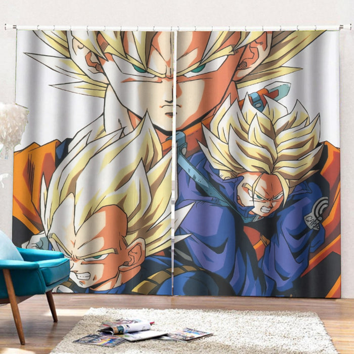 Dragon Ball Goku Vegeta Trunks Super Saiyan Power Heroes Cool Trending Design Curtains with Hooks