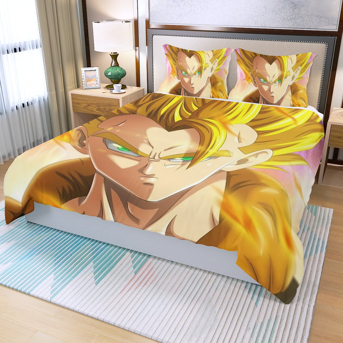 Dragon Ball Z Gogeta Super Saiyan Warrior Power Full Print Streetwear Three Piece Duvet Cover Set