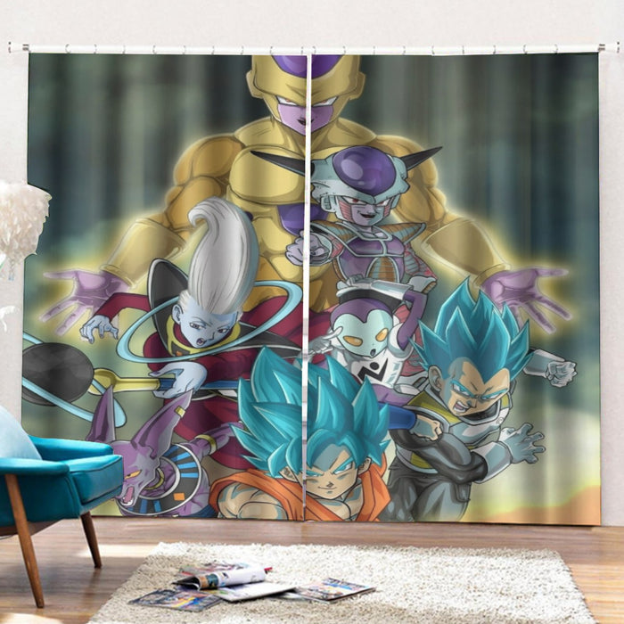 Dragon Ball Goku Vegeta Super Saiyan God Blue SSGSS Fight Villains Curtains with Hooks