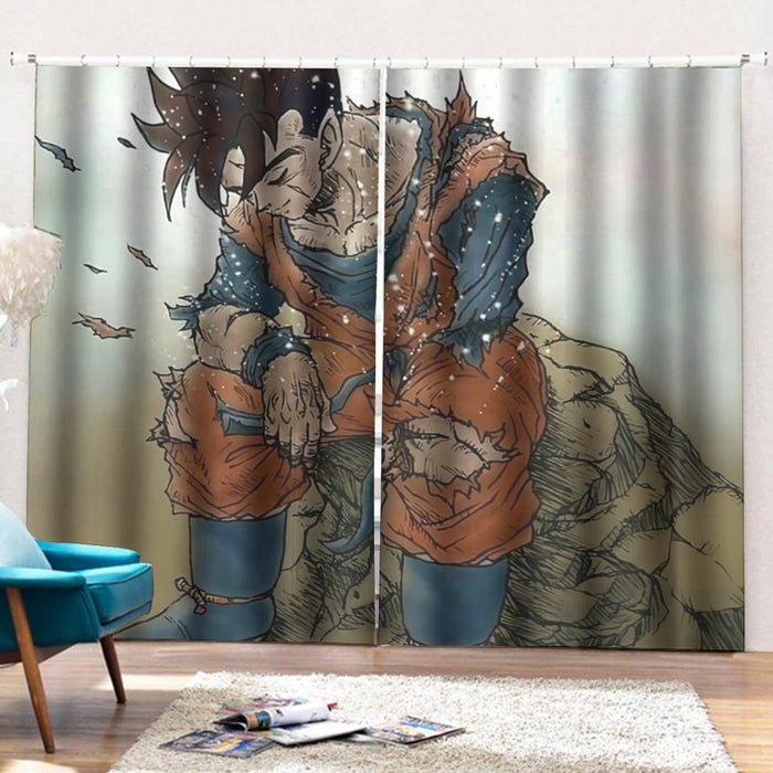 Dragon Ball Gohan Exhausted Sad Simple Design Vintage Streetwear Curtains with Hooks