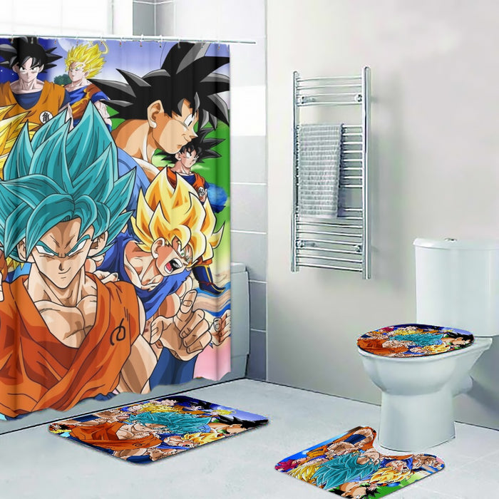 DBZ Goku Saiyan God Blue SSGSS Whis Symbol Cool Design Four-piece Bathroom