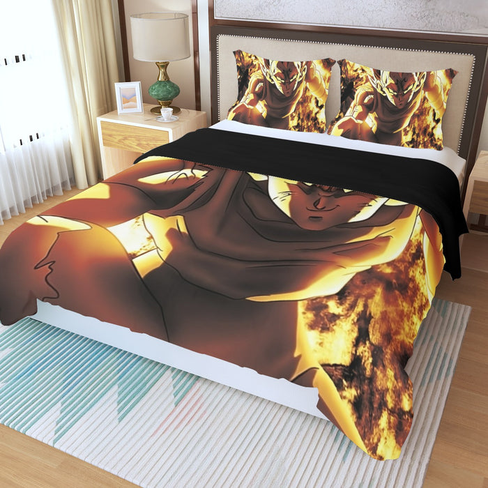 Dragon Ball Z Dope Majin Vegeta Grin Yellow Aura Three Piece Duvet Cover Set