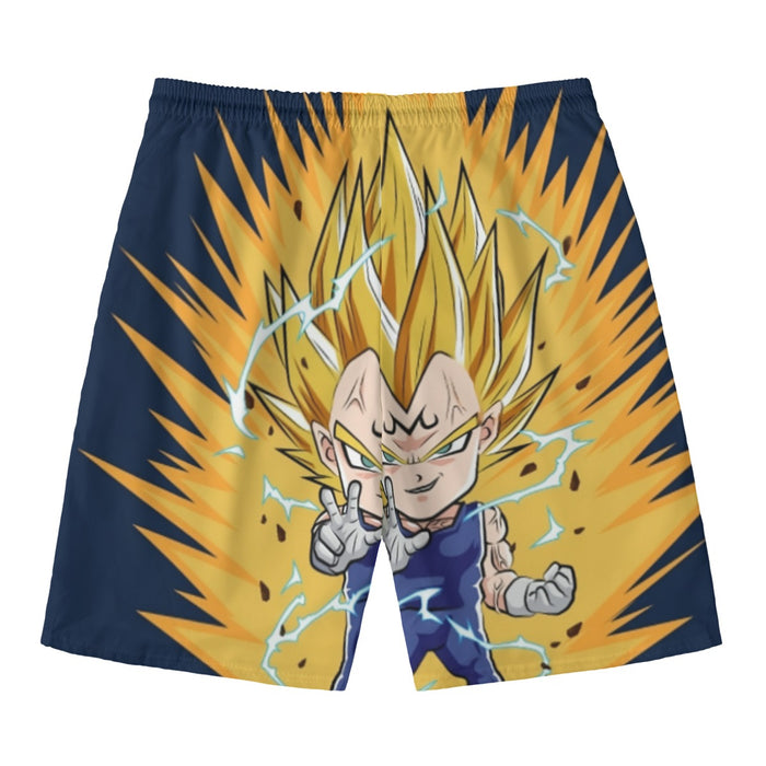 DBZ Majin Vegeta Super Saiyan Prince Power Aura Chibi Sketch Beach Pants