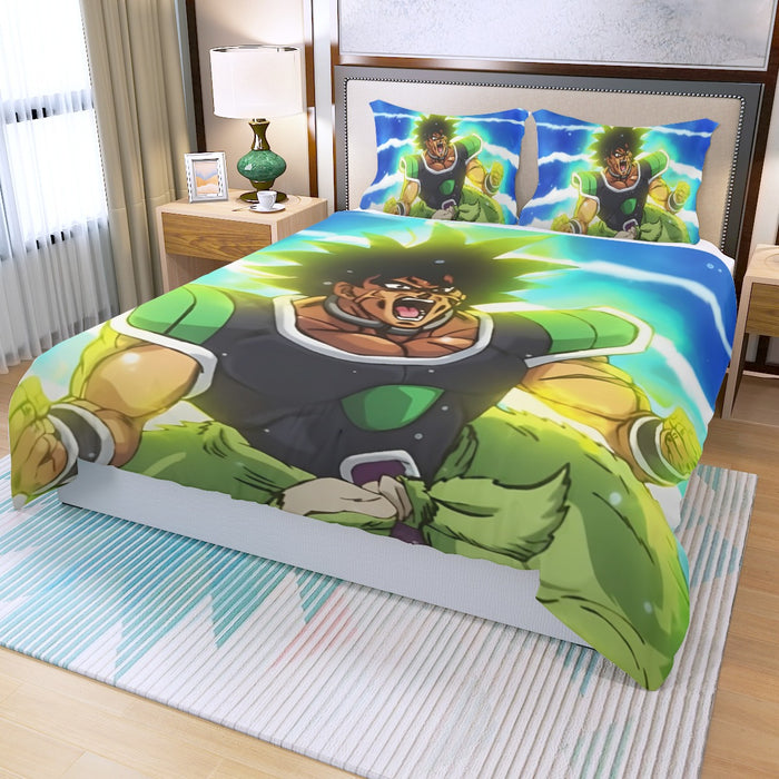 Dragon Ball Z Broly Wearing His Control Mechanism Three Piece Duvet Cover Set