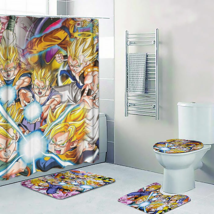 DBZ Goku Gohan Goten Super Saiyan Kamehameha Color Design Four-piece Bathroom