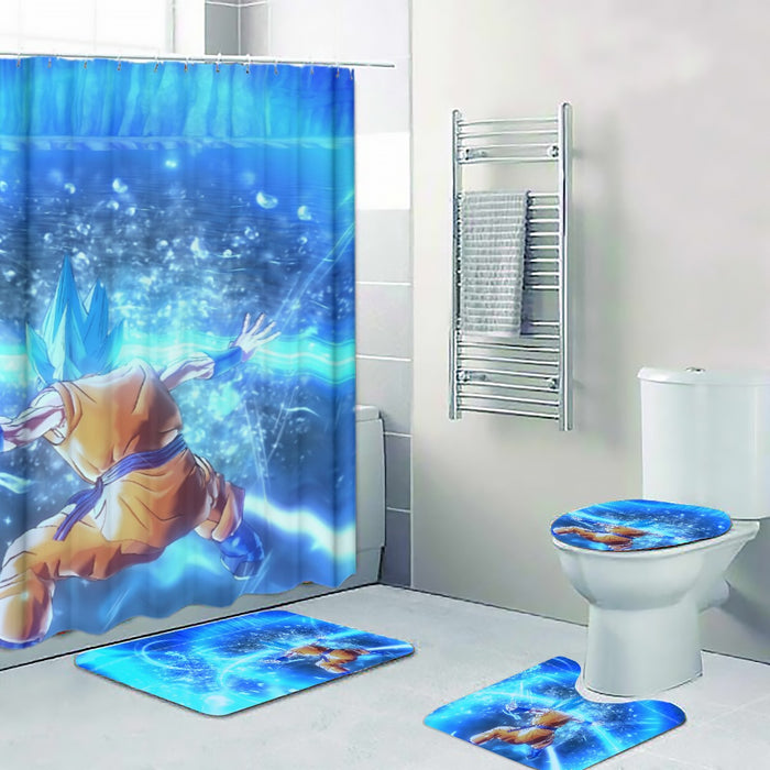 DBZ Goku SSGSS Saiyan God Blue Aura Blasting Streetwear Four-piece Bathroom