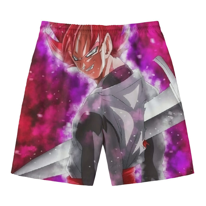 Dragon Ball Super Black Goku Rose Impaled Trunks Sword Beach Pants