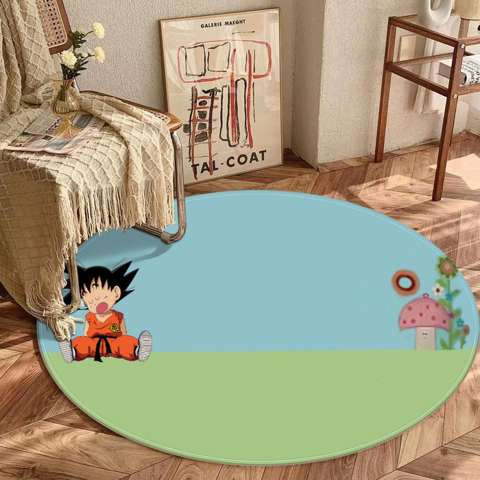 Dragon Ball Goku Kid Cute Day Dreamer Sleeping Anime Design round mat