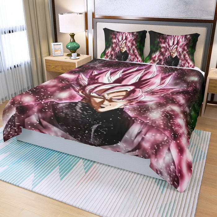 Dragon Ball Z Super Saiyan Goku Black Rose Pink Three Piece Duvet Cover Set