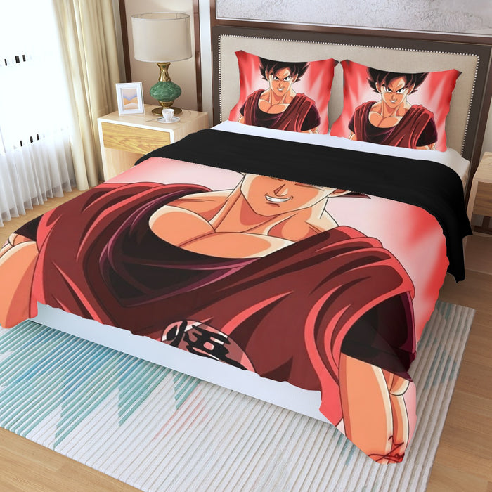 Dragon Ball Super Saiyan Goku Kaioken Epic Red Casual Three Piece Duvet Cover Set