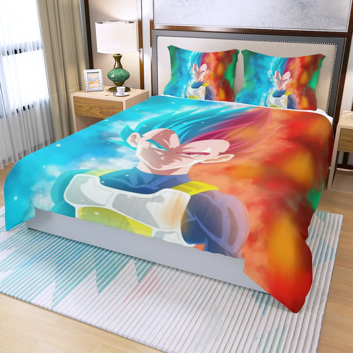 DBZ Vegeta Super Saiyan God Blue SSGSS Cool Portraits Three Piece Duvet Cover Set