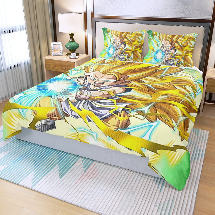 Dragon Ball Kid Goku SSJ3 Kamehameha Three Piece Duvet Cover Set