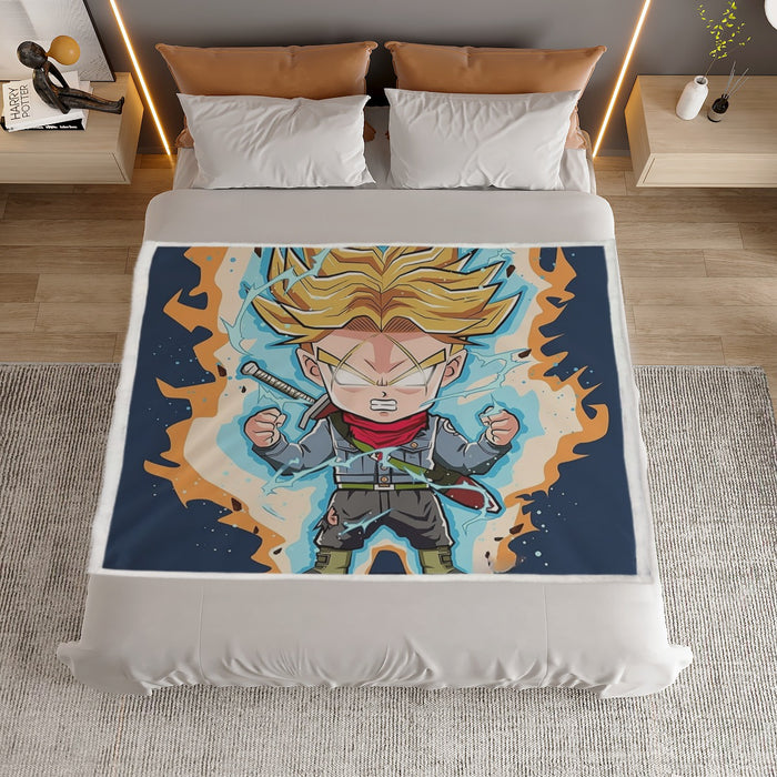 Dragon Ball Future Trunks Saga Super Saiyan Chibi Design Household Warm Blanket