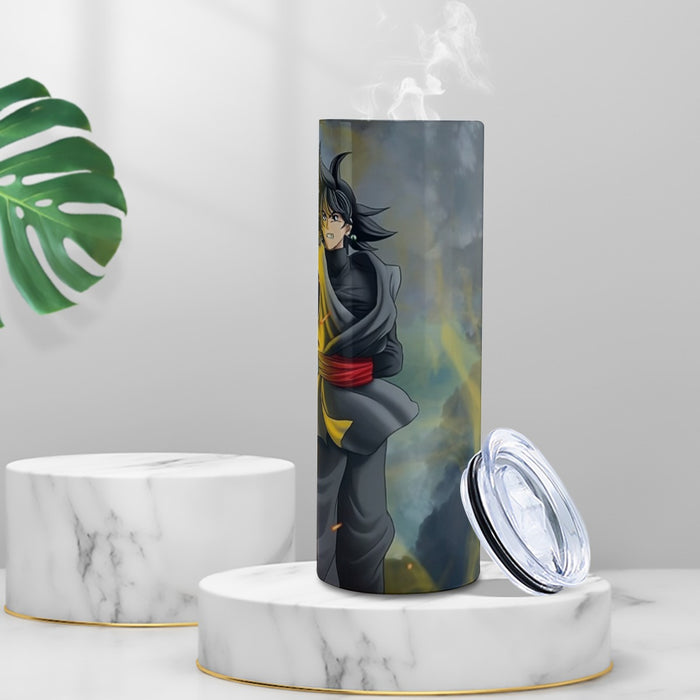 DBZ Goku Black Zamasu Potara Fusion Realistic Drawing Style Cool Tumbler with twinkle surface