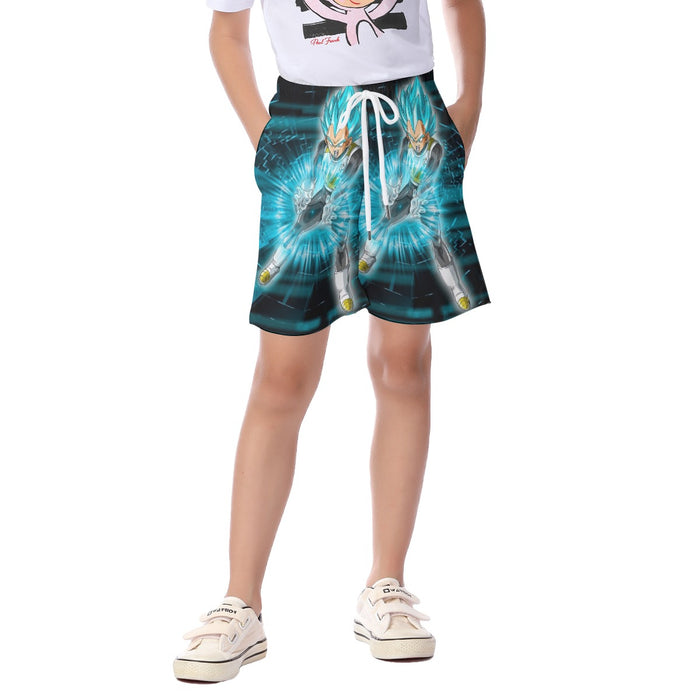 Dragon Ball Super Vegeta Blue Double Galick Gun Epic Kid's Beach Shorts