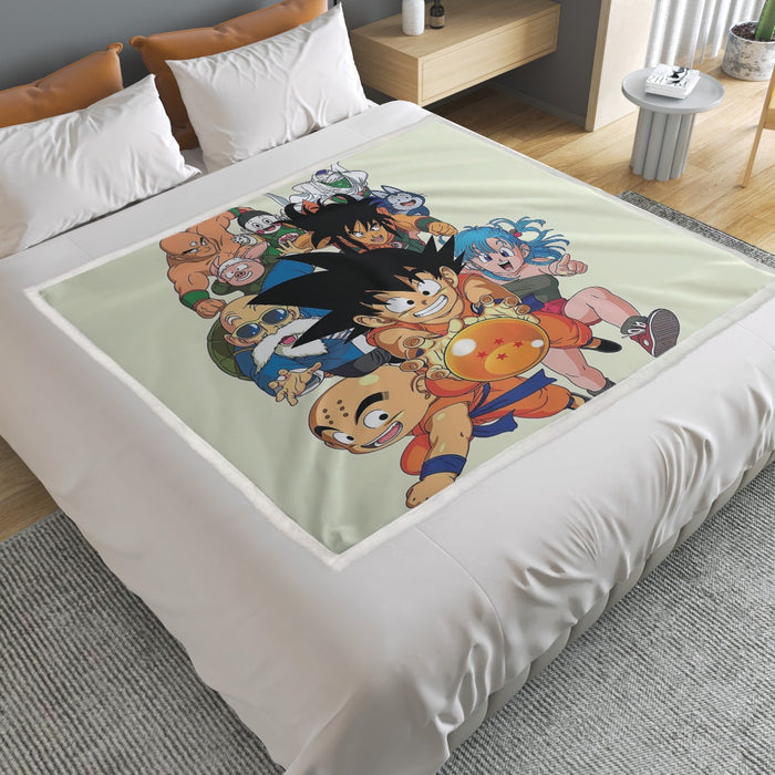 DBZ Kid Goku Master Roshi Bulma Krillin Chasing Dragon Ball Funny Household Warm Blanket