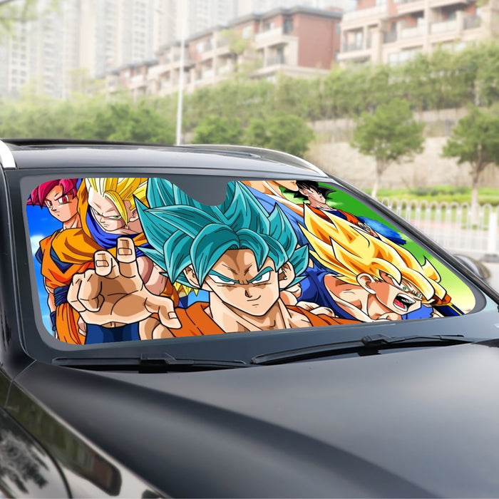 DBZ Goku Saiyan God Blue SSGSS Whis Symbol Cool Design Windshield Sunshade