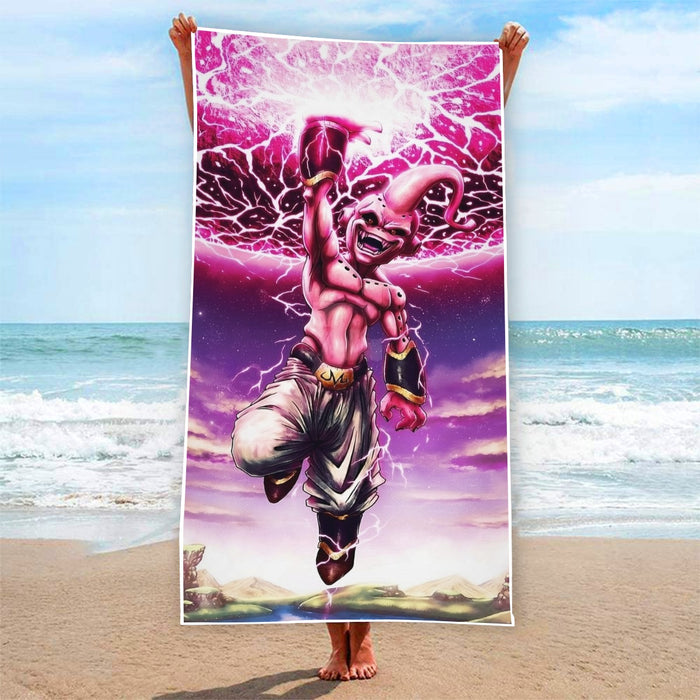 DBZ Kid Buu Super Villain Giant Ki Blast Realistic Design Beach Towel