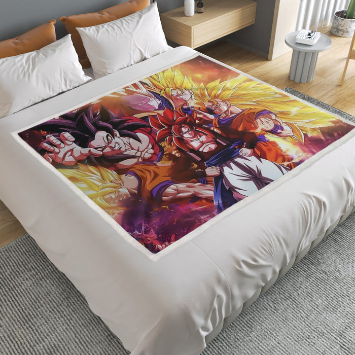 DBZ Gogeta Goku Vegeta Super Saiyan Powerful Lightning Thunder Design Household Warm Blanket