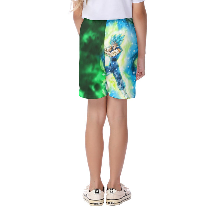 DBZ Goku Super Saiyan Blue SSGSS Kamehameha Power Attack  Kid's Beach Shorts