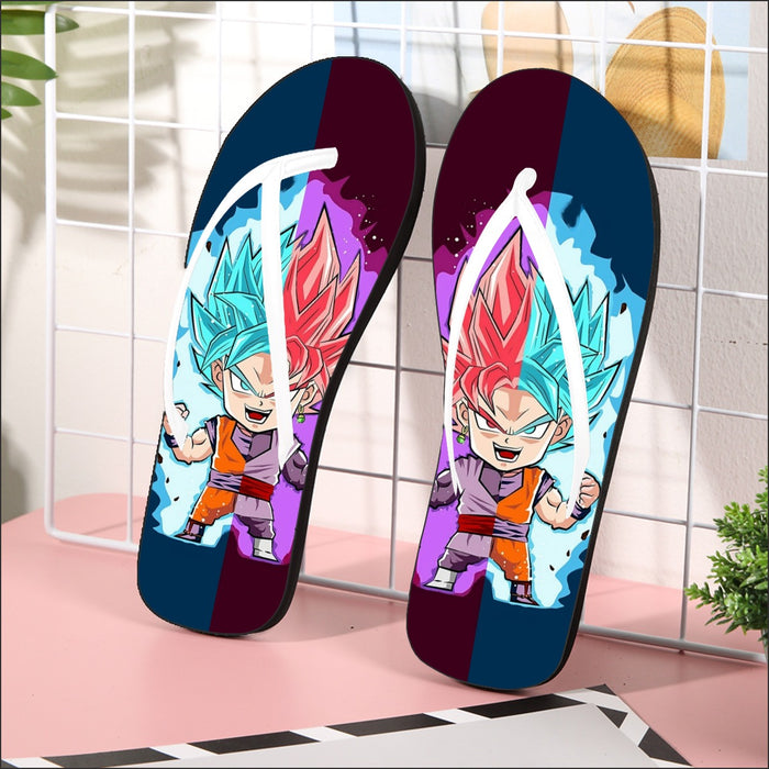 Dragon Ball Super Cute Chibi Blue Vegito Goku Rose Flip Flops