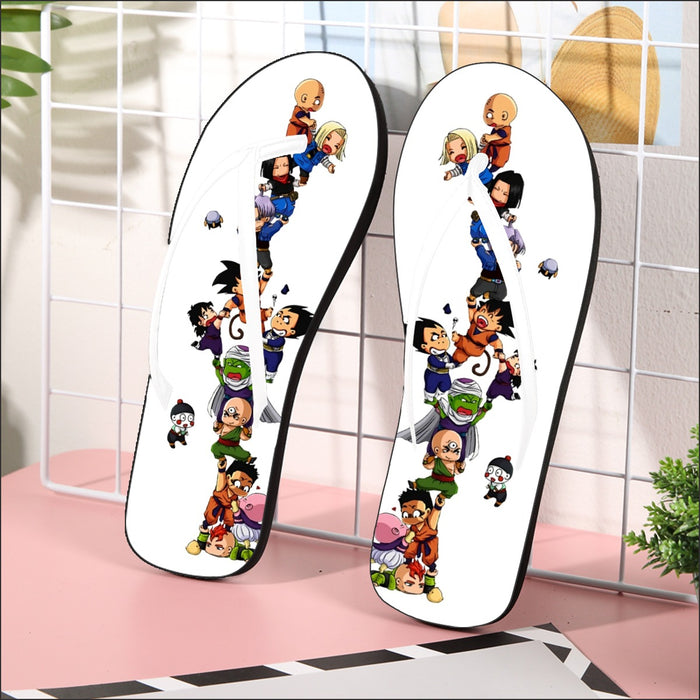 Dragon Ball Z Cute Adorable Chibi DBZ Characters White  Flip Flops