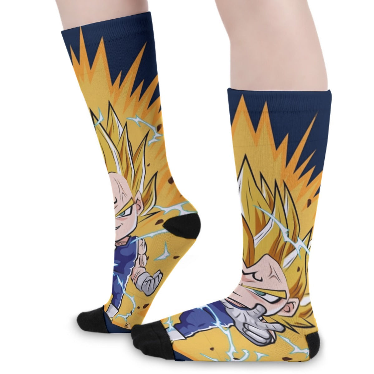 DBZ Majin Vegeta Super Saiyan Prince Power Aura Chibi Sketch Socks ...