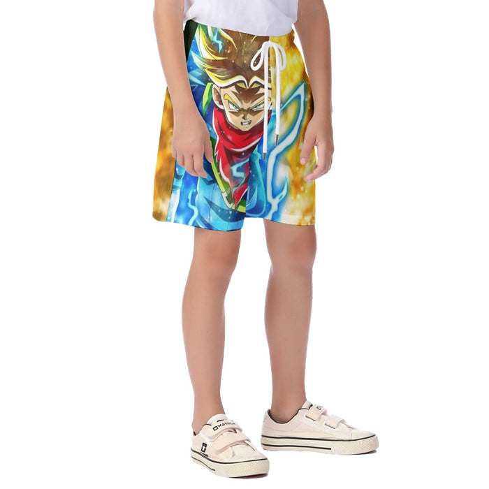 DBZ Rage Super Saiyan Trunks Portrait Unique Style Kid's Beach Shorts