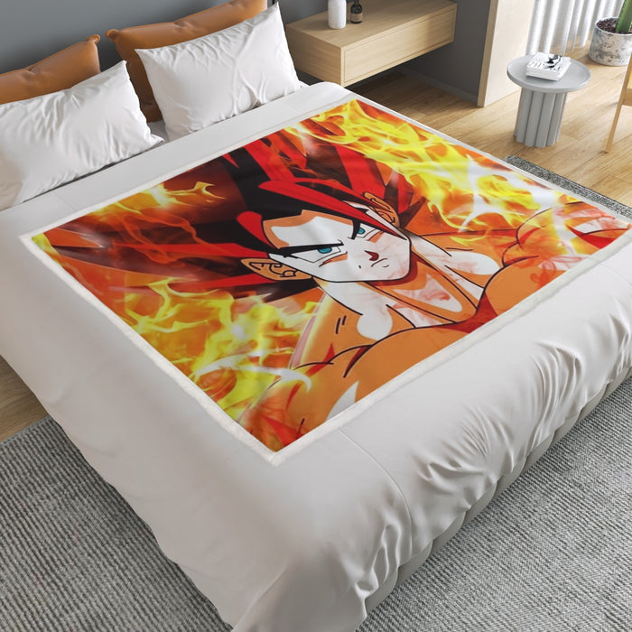 Dragon Ball Goku Super Saiyan Rose Flaming Fan Art Household Warm Blanket