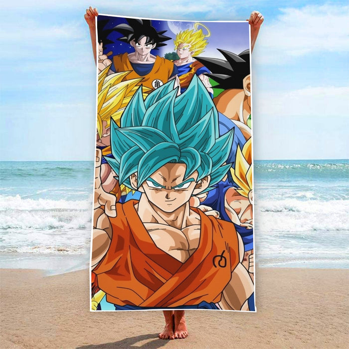 DBZ Goku Saiyan God Blue SSGSS Whis Symbol Cool Design Beach Towel