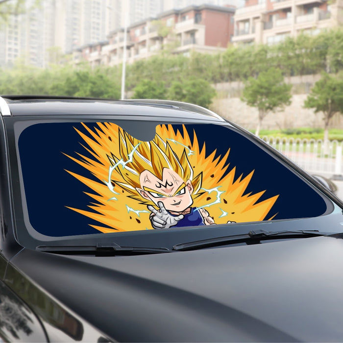 DBZ Majin Vegeta Super Saiyan Prince Power Aura Chibi Sketch Windshield Sunshade