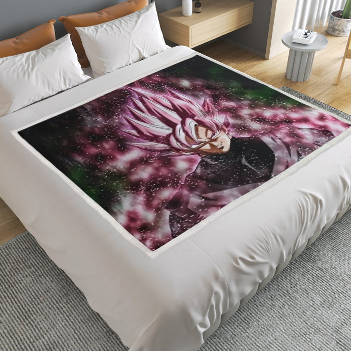 Dragon Ball Z Super Saiyan Goku Black Rose Pink Household Warm Blanket