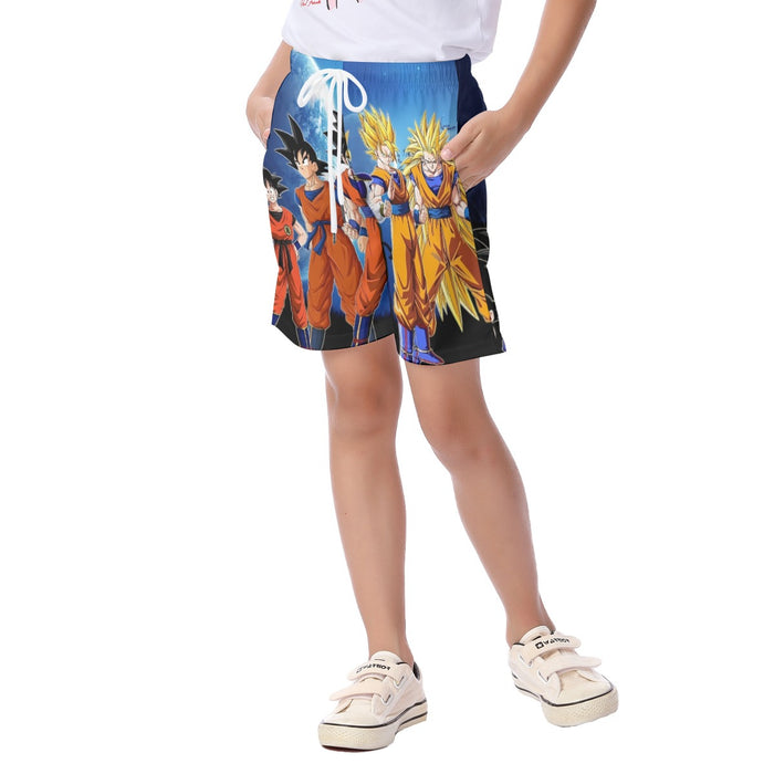 Dragon Ball Z Cool Goku Super Saiyan Transformation Kid's Beach Shorts