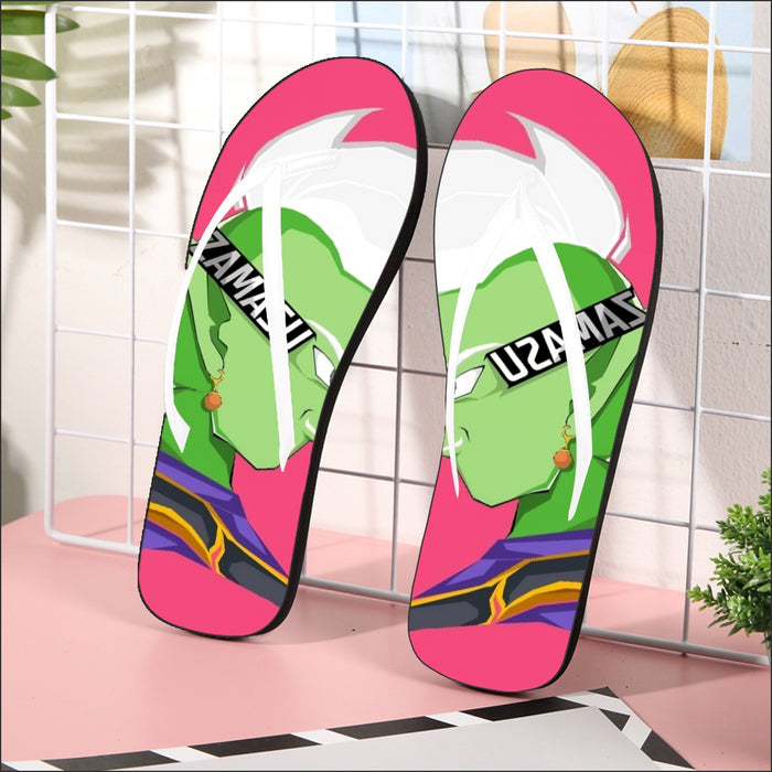 Dragon Ball Super Cool Grin Zamasu Potara Earring Pink Flip Flops