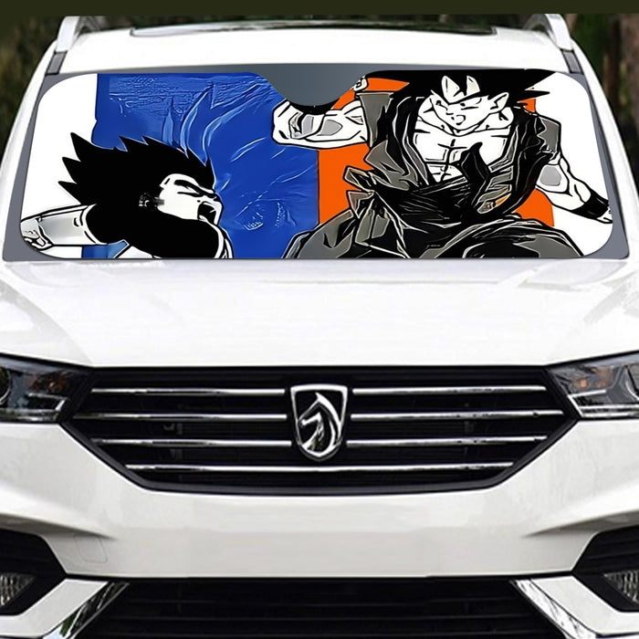 Red Goku And Blue Vegeta Fight Dragon Ball Z Windshield Sunshade