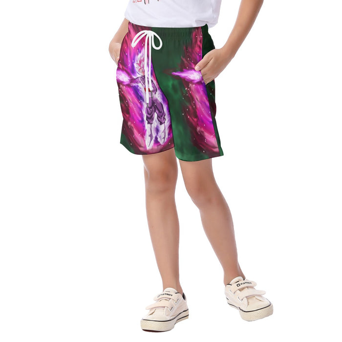 Goku Black Super Saiyan Rose Power Aura Streetwear Design Kid's Beach Shorts