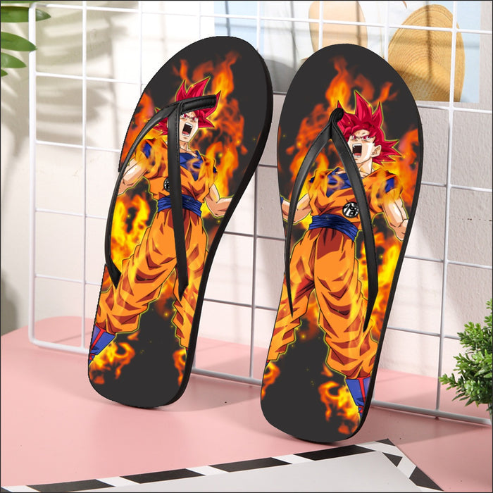 Awesome Goku Super Saiyan God Transformation DBZ Flip Flops