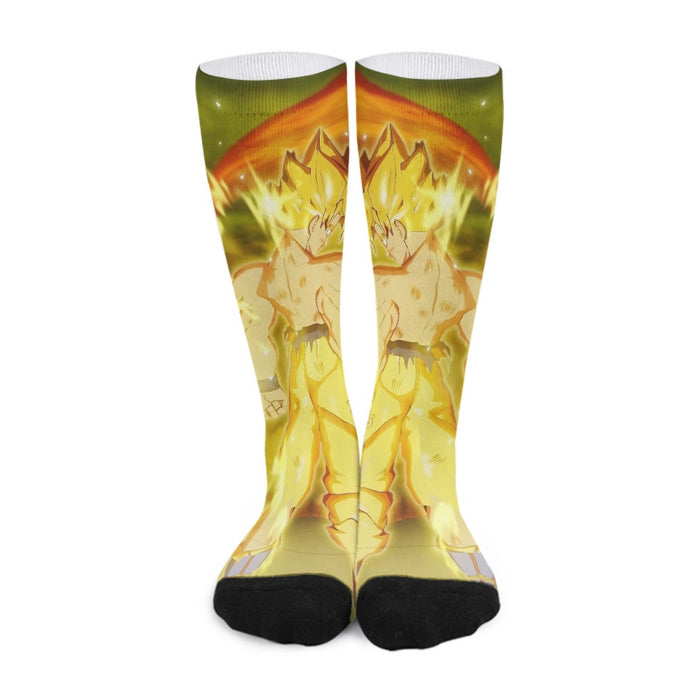 Dragon Ball Goku Super Saiyan Battle Posture Aura Style Socks