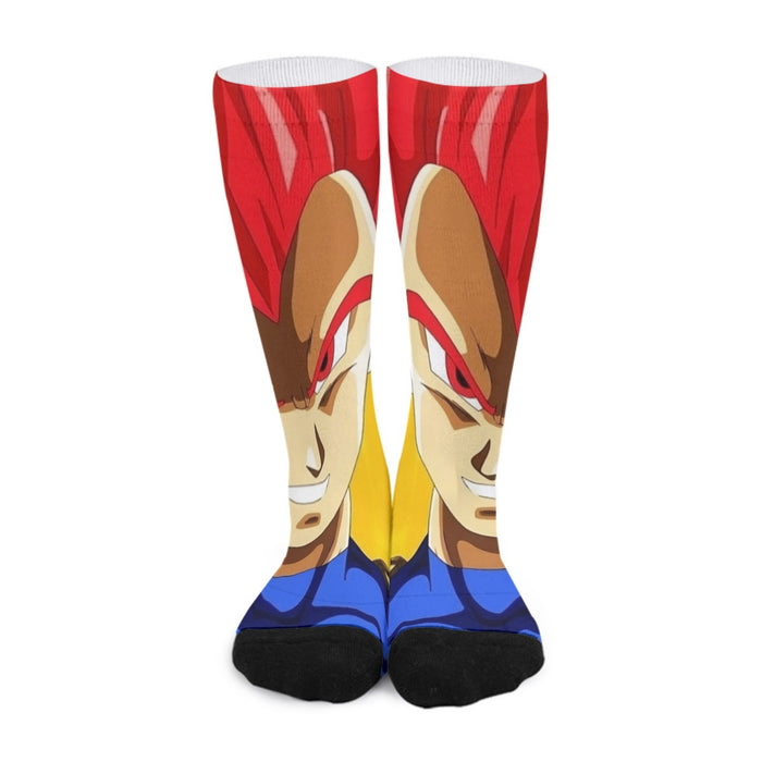 Dragon Ball Vegeta Super Saiyan Red God Vibrant Print Socks