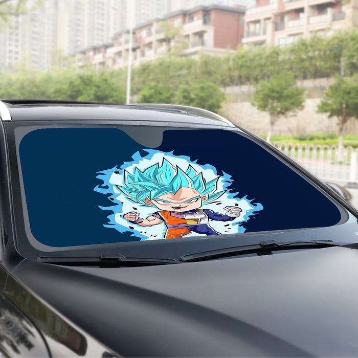 DBZ Goku Vegeta SSGSS God Blue Super Saiyan Chibi Sketch Windshield Sunshade
