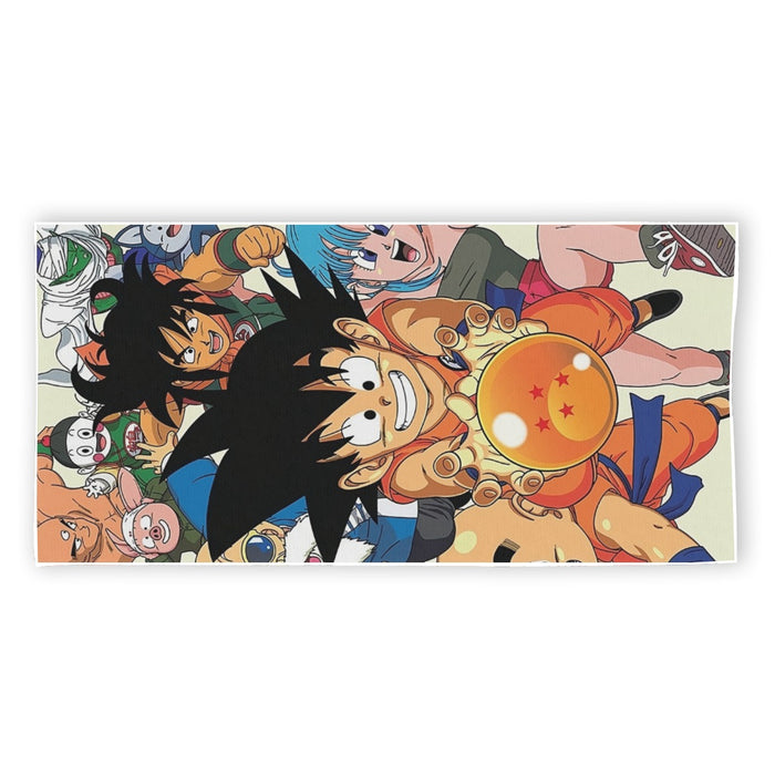 DBZ Kid Goku Master Roshi Bulma Krillin Chasing Dragon Ball Funny Beach Towel