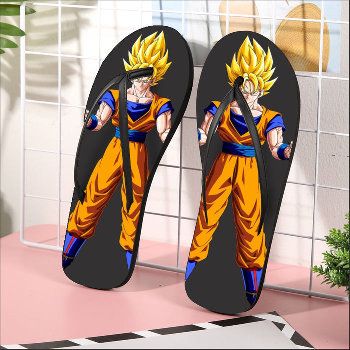 Goku Transformation Thunder Black Super Saiyan Flip Flops
