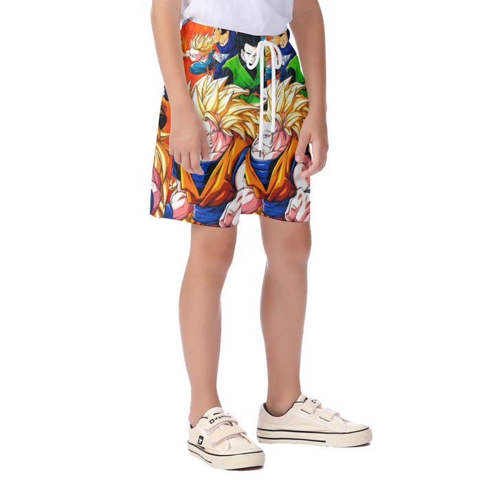 Dragon Ball Goku Super Saiyan 3 Vegeta Gohan Trending Design Kid's Beach Shorts