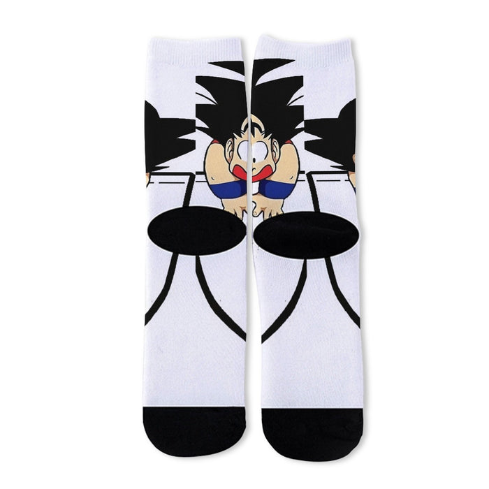 Smiling Goku On Pocket Of Dragon Ball Z Socks
