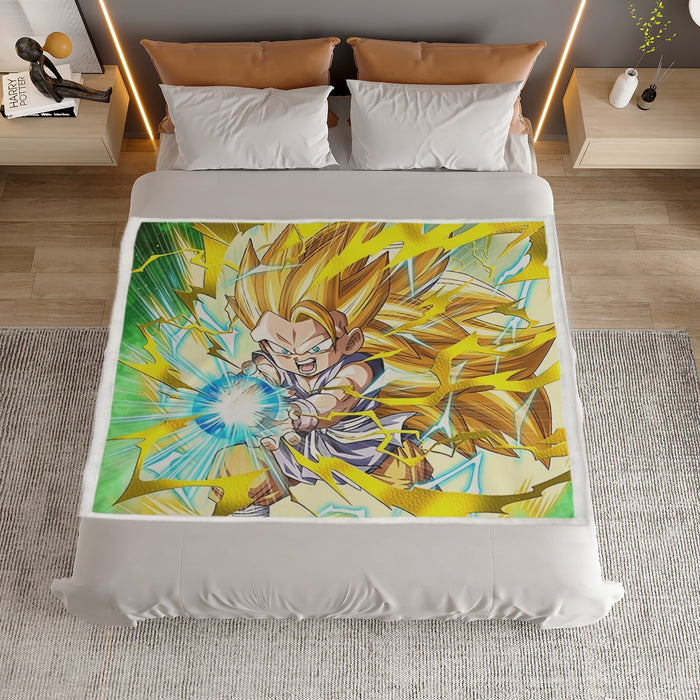 Dragon Ball Kid Goku SSJ3 Kamehameha Household Warm Blanket