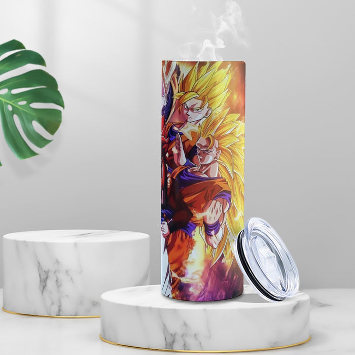 DBZ Gogeta Goku Vegeta Super Saiyan Powerful Lightning Thunder Design Tumbler with twinkle surface