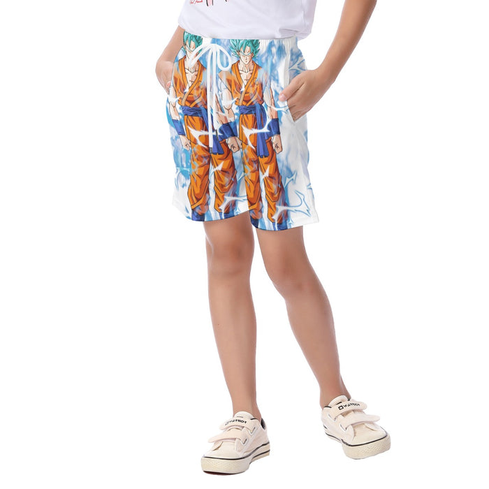 Dragon Ball Super SSGSS Goku Kid's Beach Shorts